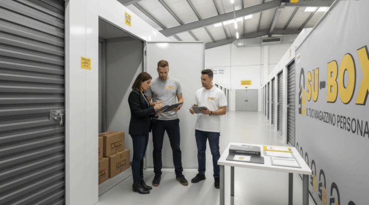 Furgone in carico davanti al magazzino SU-BOX