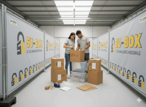 Pallet e scaffali leggeri all’interno di un box grande