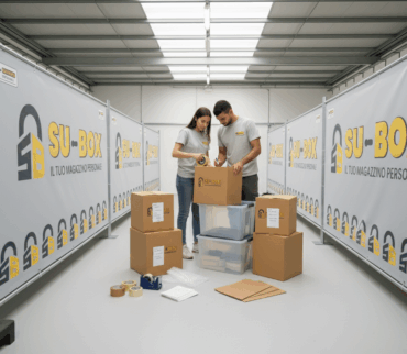 Pallet e scaffali leggeri all’interno di un box grande