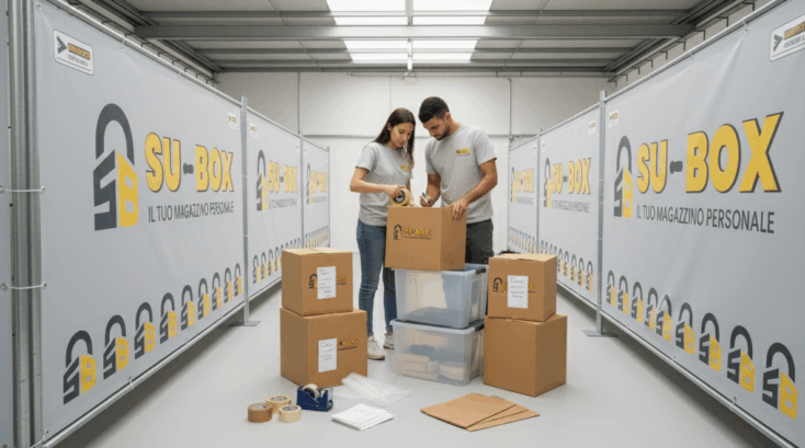 Pallet e scaffali leggeri all’interno di un box grande